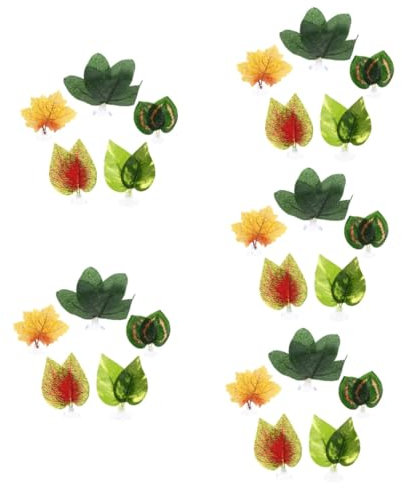 HAPINARY Lot de 25 Feuilles Artificielles pour Décoration De Terrarium, Plantes pour Reptiles, Plantes Artificielles pour Animaux De Compagnie