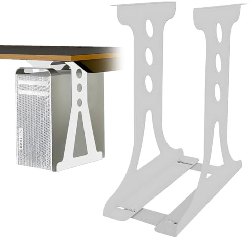 PC Halterung Unter Schreibtisch, PC Tischhalterung & Wandhalterung Tower bis 35kg, Schwerlast Computer Halterung für Höhenverstellbaren Schreibtisch, Robuste Stahlkonstruktion (Weiß)