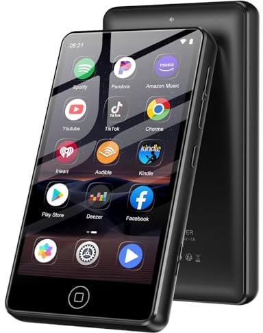 144GB MP3 Player with Bluetooth and WiFi, Android Spotify Music Player for Pandora, Amazon Music, Audible. 4.02 Touchscreen, Speaker, Supports Play Store,Up to 512GB (4.02''Black)