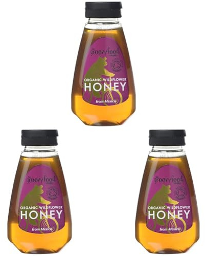 The Groovy Food Company Squeezy Organic Mexican Wildflower Honey 340 g (Pack of 3)