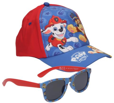 Paw Patrol Jungen UV Schutz Sun Cap Hut und Sonnenbrille Passendes Set für Urlaub, Reisen, Sommer, Strand, Park Blau