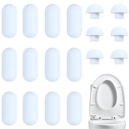 12 PCS Toilet Seat Bumpers, Universal Toilet Seat Buffers Replacement Pads, Noise Dampening WC Cushion Pads, Push in Toilets Seats Stabilisers