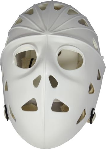 Mylec Masque de Gardien de But de Hockey de Rue pour Adulte – Impact élevé – Trous de Ventilation + Sangles réglables (Blanc, Taille L) – Masque de Hockey de Rue Uniquement, Masque d'halloween