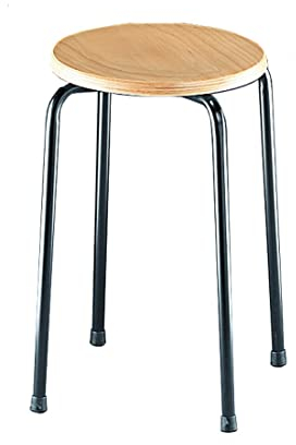 Lotz Stapel-Hocker Modell 3258 - Sitzhöhe 58 cm, Gestell schwarz, Sitz Buche, von Lotz