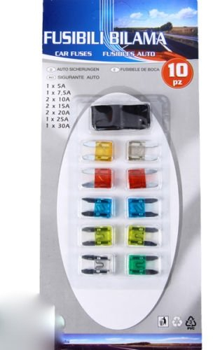 Set 10 Stück KFZ Auto Mini Steck Flach Sicherungen Feinsicherung 5-30A mit Zange