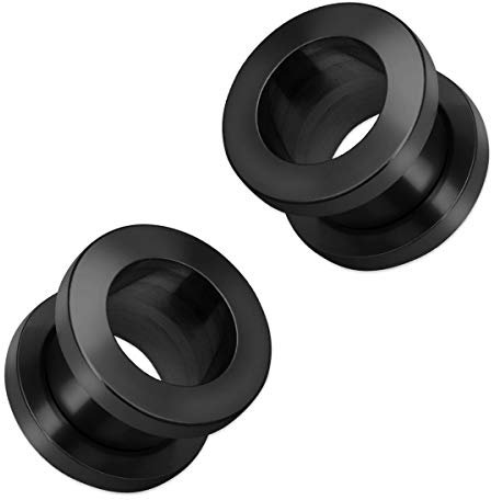 Soul-Cats 2er Set Flesh Tunnel Tunnelset in verschieden Größen schwarz, Größe: 10 mm, Farbe: Schwarz