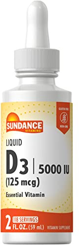 Sundance Liquid Vitamin D3 5000 IU | 2 Fluid Ounces | Essential Vitamin Liquid Drops | Vegetarian, Non-GMO, and Gluten Free Supplement
