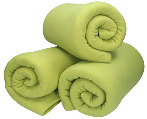 Betz 3 Stück Fleecedecke Kuscheldecke Wohndecke in Größe 130x170 cm Qualität 180 g/m Farbe grasgrün