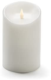 Konstsmide LED Echtwachskerze, weiß, mit 3D Flamme, Ø 10 cm, Höhe: 16 cm, mit 4h und 8h Timer, warm weiße Dioden, batteriebetrieben, Innen, 2 x C 1.5V (exkl.) - 1841-100