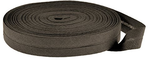 25m Baumwoll-Schrägband uni 20mm breit gefalzt Einfassband 50 Farben wählbar, Farbe:graubraun