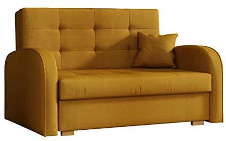 Mirjan24 Schlafsofa Viva Gold II mit Bettkasten, 2 Sitzer Polstersofa mit Schlaffunktion inkl. Kissen, Sofa, Sofagarnitur, Bettsofa, Wohnlandschaft, Farbauswahl (Kronos 01)