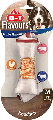 8in1 Triple Flavour Knochen M - leckerer Hundeknochen mit Hähnchenfilet, Schweine- und Rinderhaut, 1 Stück