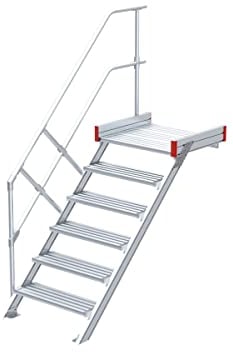 Euroline Podesttreppe 45 Grad, 800 mm Stufenbr., 1 Handl. 1 Geländer - 6 Stufen