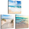 decomonkey Bilder Set Strand Meer 180x60 cm 3 Teilig Wandbild Groß Leinwandbild XXL Deko Wohnzimmer Schlafzimmer Büro Wanddeko Leinwand Pictures For Wall Poster Wall Painting Natur Landschaft
