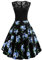 AXOE Women Swing Dress 1950s Retro Floral Print A Line Sleeveless with Lace F12, UK Size 10-12, M