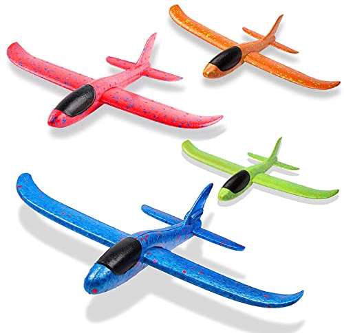 Segelflugzeug,4 Stück Styroporflieger,Manuelles werfen Flugzeug,Schaum Flugzeug Spielzeug,Kinder Schaum Segelflugzeug,Werfen Segelflugzeug,Modell Segelflugzeug,Sportarten Outdoor Spielzeug Flugzeug