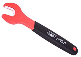 Tenlacum Schraubenschlüssel, isoliert, einzelnes Öffnungsende 7–24 mm Größe, zur Auswahl von Spannzangenfutter, Maulschlüssel, Edelstahl, rot, (10 mm Öffnung)