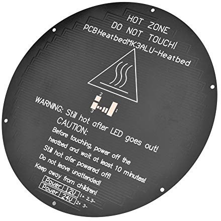 Plaque chauffante ronde d'impression de lit 3D, pièces de lit chauffant d'imprimante en aluminium universel de lit de chaleur de substrat en aluminium 12/24V 220x220x5mm