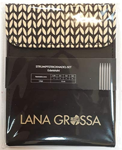 Lana Grossa Strumpfstricknadel-Set Edelstahl Schwarz