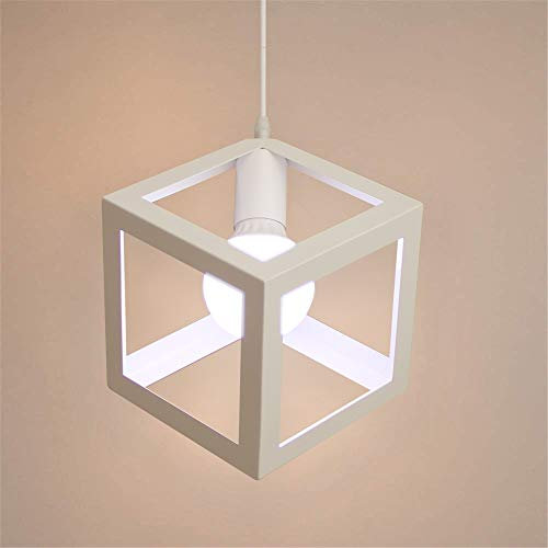 iDEGU Moderne Hängeleuchte, E27, Kronleuchter, Vintage, Deckenleuchte, industriell, Metall, geometrische Hängeleuchte, für Schlafzimmer, Flur (Seite A – Weiß)