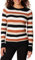 Amazon Essentials Damen Regular-Fit Langarm-Pullover Rundhalsausschnitt, Schwarz Braun Rugby-Streifen, M