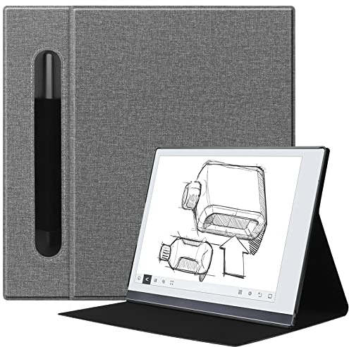 VOVIPO Ultra Slim Book Folio Ledertasche mit Ständer und P-Tasche für Remarkable 2 10.3 2020 Digital Paper-Grey