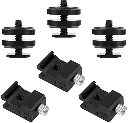 Iyowei 3 Set Blitzschuh Adapter enthält 3 Kamera Blitzschuhadapter 1/4 Stativschraube und 3 einstellbare Metall Blitzschuhhalterung Blitzhalterung Lampenhalter für Stativ DSLR Kamera LED Licht Flash