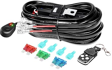 RIGIDON Kabelbaum Kabelsatz Relais Adapter für KFZ Scheinwerfer Arbeitsscheinwerfer Tagfahrleuchten Lichtleisten DC 12V/40A 18AWG, On-Off-Fernbedienungsschalter (Modell B für 2 Lampe)