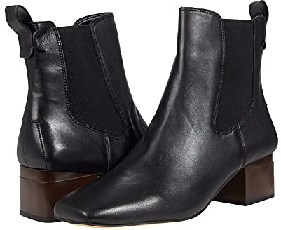 Franco Sarto Womens Waxton Square Toe Ankle Bootie Black Leather 7 M