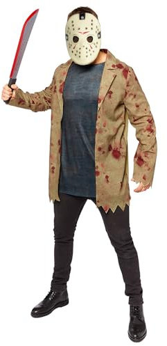 Amscan - Erwachsenenkostüm Jason, Jacke mit Shirteinsatz und Maske, Serien-Killer, Halloween
