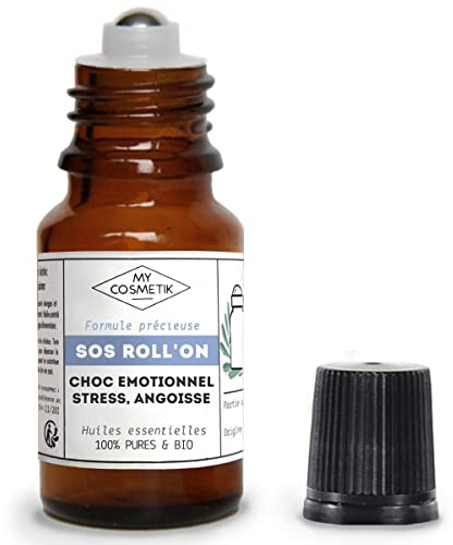 MY COSMETIK - Roll-on : SOS Choc émotionel, stress et angoisse - Facile à appliquer - Concentre les huiles essentielles et huiles végétales les plus efficaces - 100% pures et BIO - 10 ml