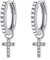 Creolen Silber Ohrringe mit Kreuz Anhänger für Mädchen Frauen | Klein Zirkonia Silber Ohrhänger Mädchen Huggie 925 Silber Ohrringe Creolen Set