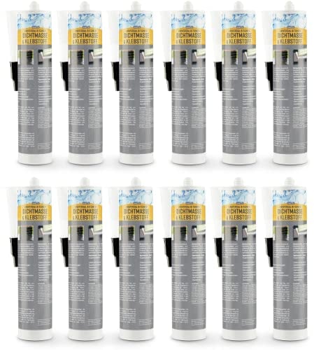 EVERFIX - Mastic bitume et colle - 12 cartouche de 310 ml - Pour la réparation de l'étanchéité par collage, du toit au sous-sol