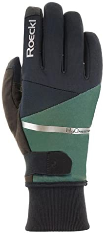 Roeckl Vuno Winter Fahrrad Handschuhe lang schwarz/grün 2023: Größe: 7