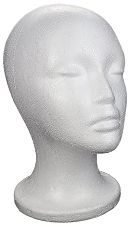MagiDeal Frauen Styropor Schaufensterpuppe Kopf Modell Hut Kappen Perücke Display Halter Weiß Kopfhörer Rack