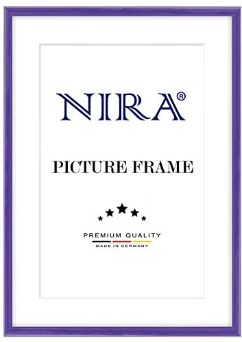 NiRa Massiv Holz Bilderrahmen Schmal 50 x 66,5 cm in Lila Hochglanz | Farbe und Größe wählbar | Rahmen für Poster | Puzzle | Foto collage HD125