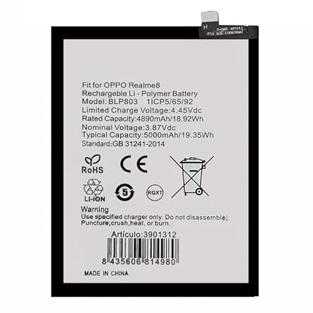Bateria BLP803 Compatible con Realme 8 5G - Compatible con Realme 7I 5000mAh