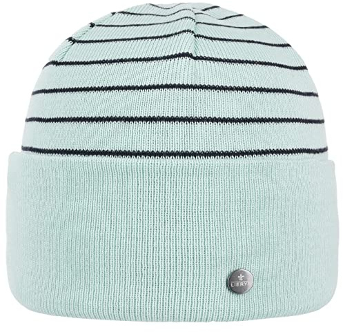 LIERYS Organic Cotton Umschlagmütze Beanie Stricklook Nachhaltige Baumwollmütze Unisex Herbst Winter Mint One Size
