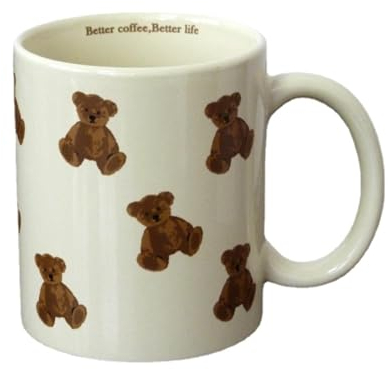 Heardbeli Cute Vintage Cartoon Bear Mugs Ceramic Coffee Mug Water Cup 350ml/12oz Funny Novelty Gift for Women Girls