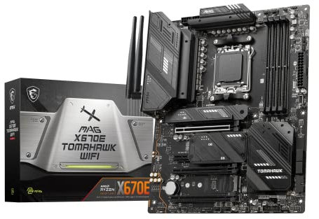 MSI MAG X670E Tomahawk WiFi Gaming Motherboard (AMD Ryzen 9000/8000/7000 Series Processors, AM5, DDR5, PCIe 5.0, SATA 6Gb/s, M.2, USB 3.2 Gen 2, Wi-Fi 6E, Bluetooth 5.3, 2.5Gbps LAN, HDMI/DP, ATX)