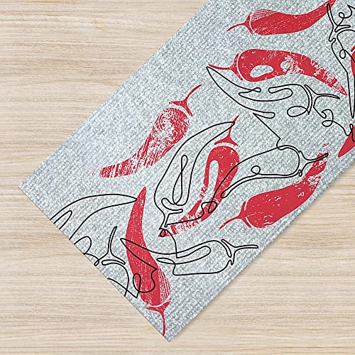 IlGruppone Tappeto Cucina Antiscivolo Made in Italy Passatoia Antimacchia Multiuso Corridoio Soggiorno Lavabile in Lavatrice - Peperoncino - 50x200 cm