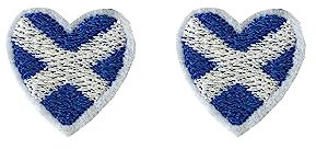 2 X Scotland Flag Heart Embroidery Patch Iron on or Sew on Patch Scottish
