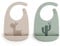 Done by Deer Silikon Lätzchen 2 Pack Lalee Sand/Grün - Weiche wasserdichte Baby Bibs mit praktische auffangschale und im Nacken verstellbar - 100% Silikon in Lebensmittelqualität