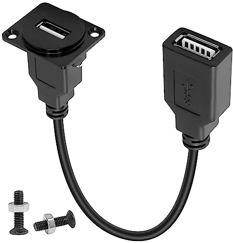 QIANRENON Adaptateur de câble court USB 2.0 femelle vers femelle - Connecteur fixe - Panneau D/XLR - Pour transfert de données - Port USB 2.0 - 23 cm