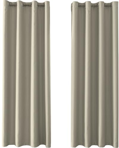 YSTELLAA Impermeabili Tende Oscuranti Per Interni 2 Pezzi, 140×240cm, Tende Termiche Isolanti Con Anelli, Insonorizzanti, Moderne, Per Soggiorn, Camera Da Letto, Beige