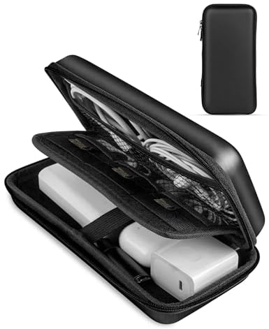 ACOCOBUY Larger Power Bank Case, Dual Layer Portable EVA Storage Pouch Shockproof Carrying Case Travel Essential Electronics Accessories Organizer Bag Travel Organizer Pouch Bag Hard Drive Case, Black