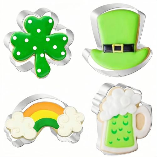 JOB JOL Job Jol Ausstechformen, Kleeblatt, 7,6 cm bis 10,2 cm, für Irish St. Patrick's Day, 4 Stück