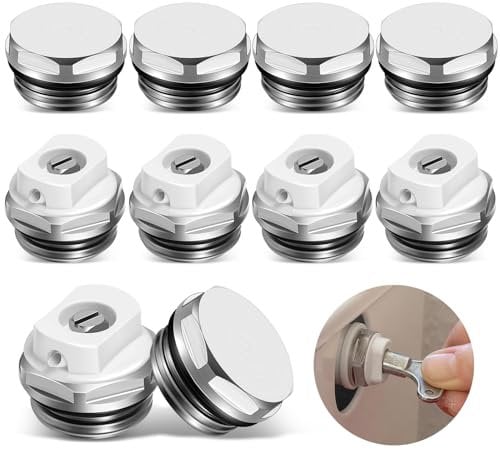 BBTO 5 Stück Blindstopfen für Heizkörper und 5 Heizung Entlüftungsventile Messing Verschlussstopfen 1/2 Zoll Manuelle Heizungsventile Selbstdichtende Heizungsstopfen für Verteiler Zubehör