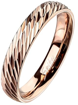 Taffstyle Band Ring Edelstahl Freundschaftsring Herrenring Damenring Partnerring Damen Herren Schmuck Verlobungsring Fingerring Rosegold Größe 50 (15.9)
