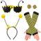 Bienen Kostüm Set, 4 Stück Bienen Kostüm für Kinder Mädchen Erwachsen Enthalten Antenne Stirnband Brille Lange Handschuhe Ohrringe, Biene Costume Accessories, 4PCS Deguisement Abeille Femme Fille (mf)